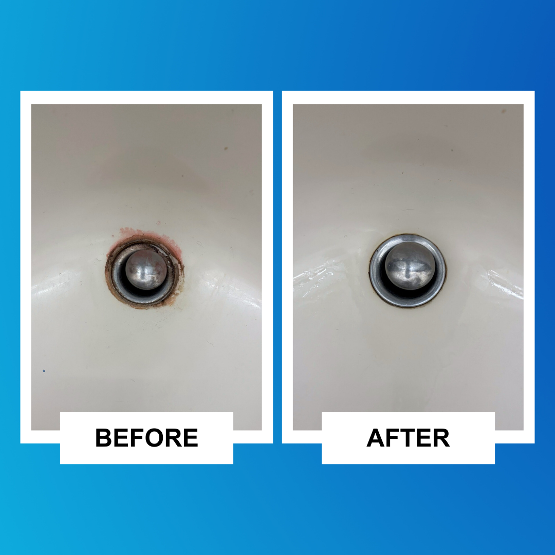 Before and after water drain comparison