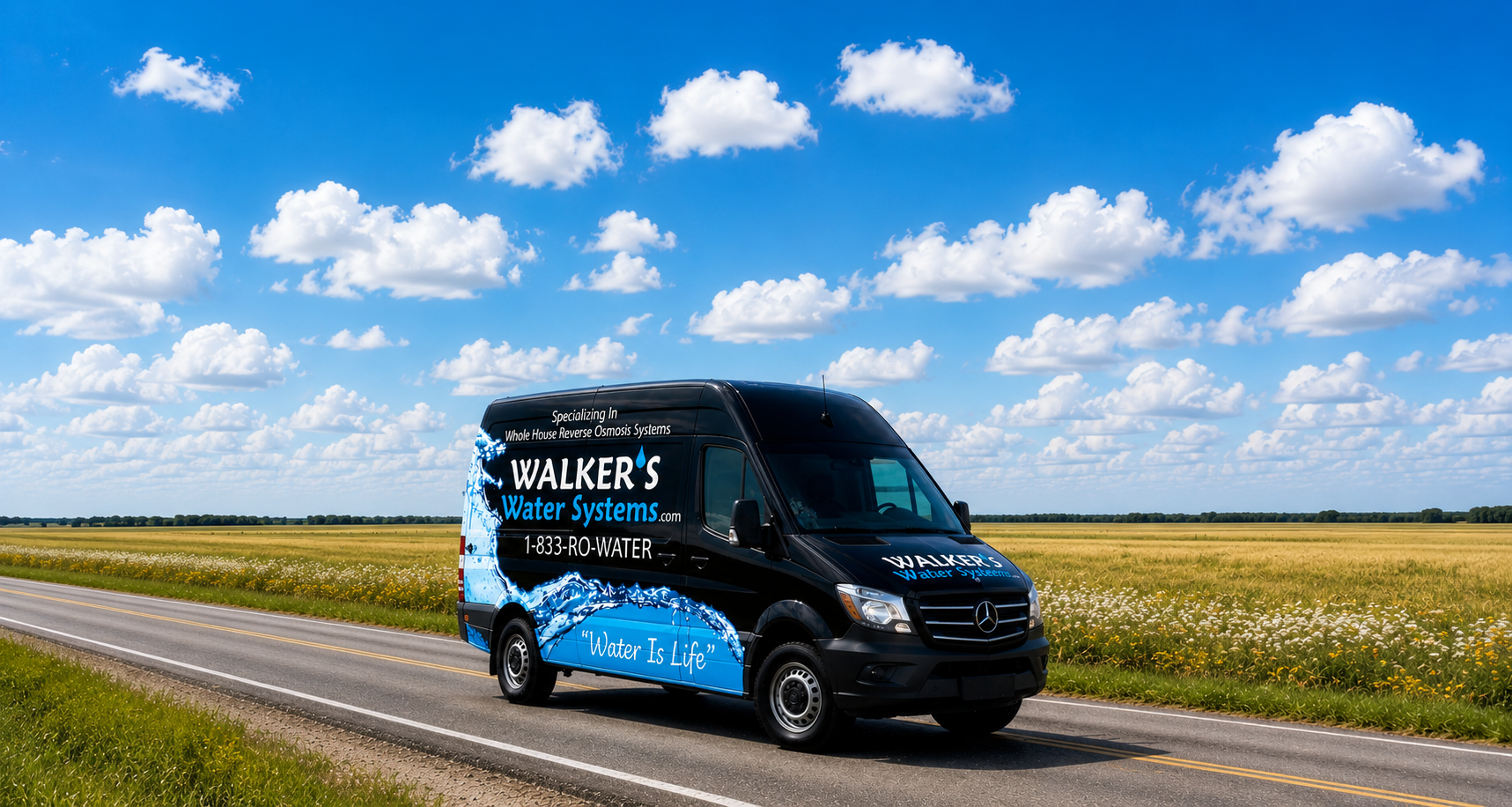 Photo of Walkers Water van driving through Saskatchewan