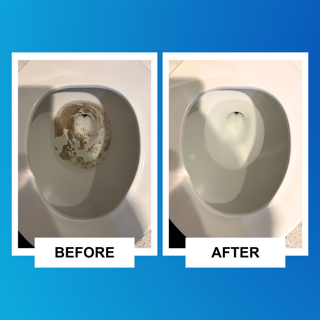 Before and after toilet water comparison